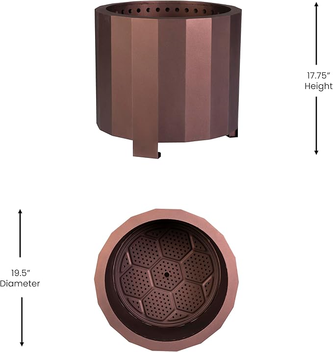 Flash Furniture Titus Commercial Grade Wood Burning Smokeless Outdoor Firepit - Bronze Finish - 19.5 inches - Portable - Waterproof Cover