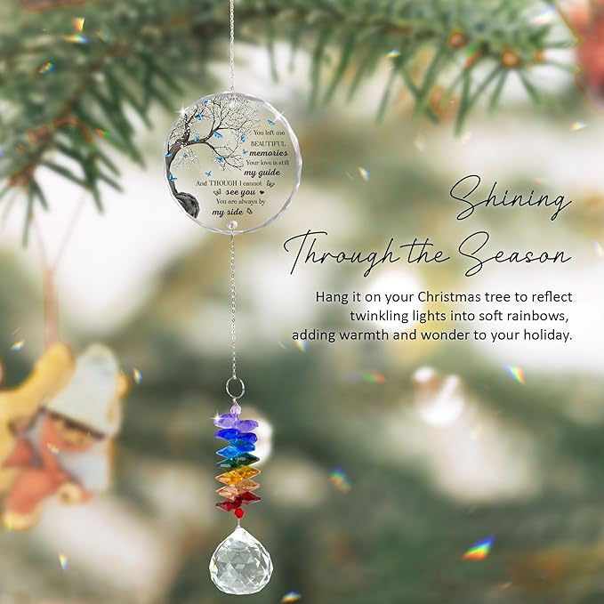 GIFTELIX Christmas Ornaments Butterfly Suncatcher - Sympathy Gift for Loss of Loved One - Memorial Suncatcher - Remembrance Gift for Loss - Grief Gifts for Women