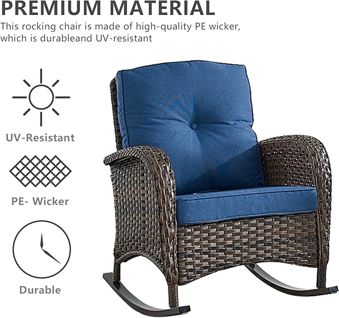 HUMMUH Patio Furniture 7-Piece Outdoor Conversation Set,All-Weather PE Wicker Loveseat Swivel and Rocking Chairs,Tables for Backyard,Poolside,Deck