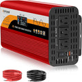 1500W Pure Sine Wave Inverter, 12V/24V Auto-Detect, 50Hz/60Hz Switchable, LCD Display, Type-C Fast Charging, Silent Design, Overload & Overheat Protection for RV, Home