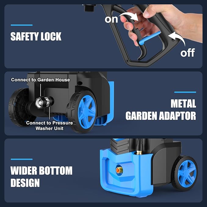 Power Cleaner 5000 PSI with 4 Nozzles and 33ft Hose, Foam Cannon