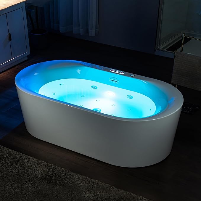 WOODBRIDGE 72" x 35-3/8" Whirlpool and Air Bath Heated Soaking Combination Tub with Adjustable Speed Air Blower and Display Control Panel,BJ-600