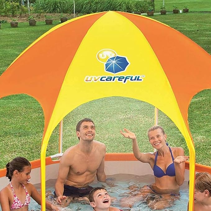 Bestway 56543E Splash in Shade 8 Foot x 20 Inch Outdoor Family Kids Spray Play Swimming Pool and Canopy with Water Sprayer, 2 Pack