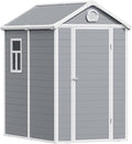 6x4.5 Resin Outdoor Storage Shed with Enhanced Roof Runoff & Floor, Secure Hidden Screws Design, Durable Build for Deck, Pool Supplies, and Versatile Storage, Aritic Light Grey