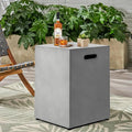 Propane Tank Cover Table Square, Outdoor Tank Covers Propane Storage Box 20 LB Modern Cover Tables with Side Handle, Concrete Hideaway Holder for Patio Backyard Deck(Grey)