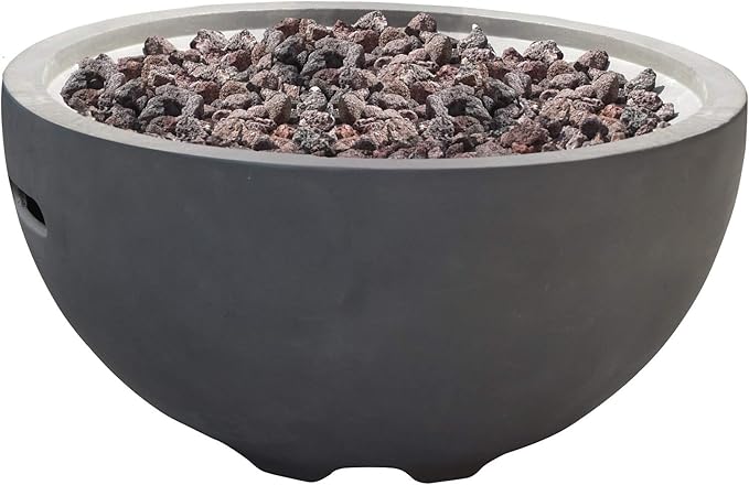 Nantucket Concrete Fire Pit 26" x 26" Outdoor Patio Firepit Includes Lava Rocks Modern Fire Pits & Outdoor Fireplaces for Garden, Deck, Indoor & Outdoor Heating