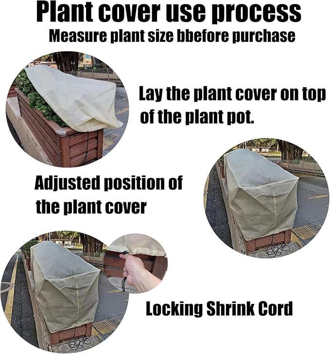 EJW Planter Cover,Frost Cloth,Plant Covers Freeze Protection,59'' x 17.7'' x 15.7'', Frost Cloths for Outdoor Plants, Planter Covers for Winter, Garden Covers for Winter 2PACK