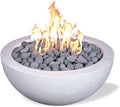 29" Premium Vivid 2" Concrete Fire Bowl - (Ivory-White) Cement Round Natural Gas Fire Pit - Outdoor Fire Table with Key Valve GFRC (29" Diameter x 13" High) - E-VIVID2-I-NG
