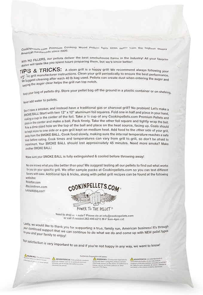 CookinPellets 40-Pound Premium Genuine Hickory Hardwood Grill Smoker Wood Pellets, No Bark, Fillers, and Flavor Oils, for Meat and Veggies (3 Pack)