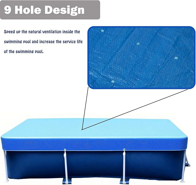 177 x 87 in Rectangle Pool Cover, 14x7 Rectangular Frame Swimming, 14 Foot Pool Cover, Durable PE Tarpaulin Dust Proof Rain Proof Garden Outdoor Above Ground Square Pools Cover (177''x87'')