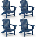GREENVINES Adirondack Chairs Set of 4 | HDPE Plastic | Oversized Fire Pit Chair | All Weather | Blue | Poly Lumber | for Outdoor Deck Backyard Patio Garden