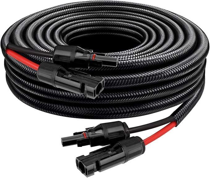 XRDS -RF Solar Panel Cable 6FT, 10AWG Solar Extension Cable with Male & Female Solar Connectors, Flame-Retardant Protective Sleeving Solar Cable, Weatherproof PV Wire for Solar Panel Connection