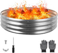 60 Inch Round Galvanized Fire Pit Ring, Silver Round Galvanized Fire Ring, 5 Feet Diameter Fire Pit, Outdoor Pits for Backyard, Camping, Bonfire