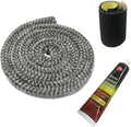 Protalwell Wood Stove Gasket, 1/2" Wood Stove Door Gasket Kit, High Temperture Resistant Gasket Rope Replacement for Stove or Fireplace Doors, Grey Color Fiberglass Gasket