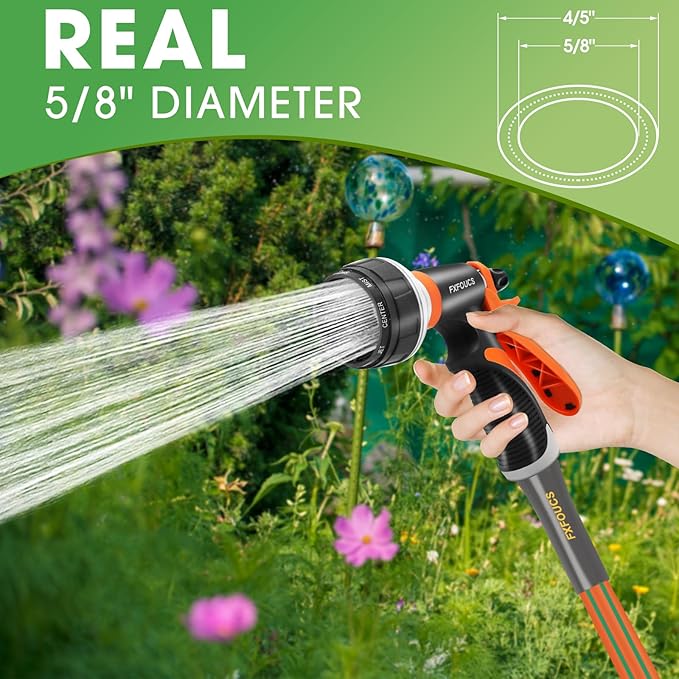 Heavy Duty Garden Hose – 5/8 Inch Flexible, Lightweight Hybrid Hose with 600 PSI Burst Pressure, Swivel Handle,All-Weather Water Hose, Durable Copper Male/Female Fittings (Orange, 75FT)