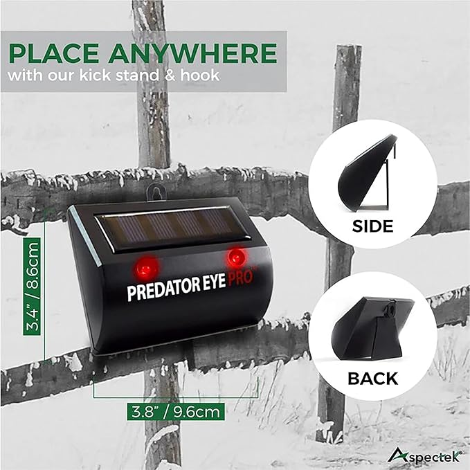 ASPECTEK Predator Eye PRO - Solar-Powered Predator Light with Kick Stand, 4600 Sq. Ft. Coverage for Night-Time Animal Control and Pest Repeller, 2 Pack