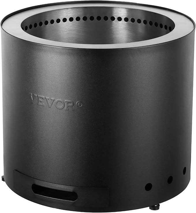VEVOR 15 inch Smokeless Fire Pit Stove Bonfire, Wood Burning Fireplaces with Removable Ash Pan, SUS430 Stainless Steel Inner Portable Outdoor Firepit, Ideal for Outdoor Patio Camping High 12.6 inch