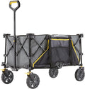 Gorilla Carts Collapsible Folding Outdoor Utility Wagon, 7 Cu Ft Oversized Bed, 150 lb Load Rating, Gray – Foldable Rolling Cart w/ Pockets & Cup Holders for Beach, Camping, Sports or Picnic