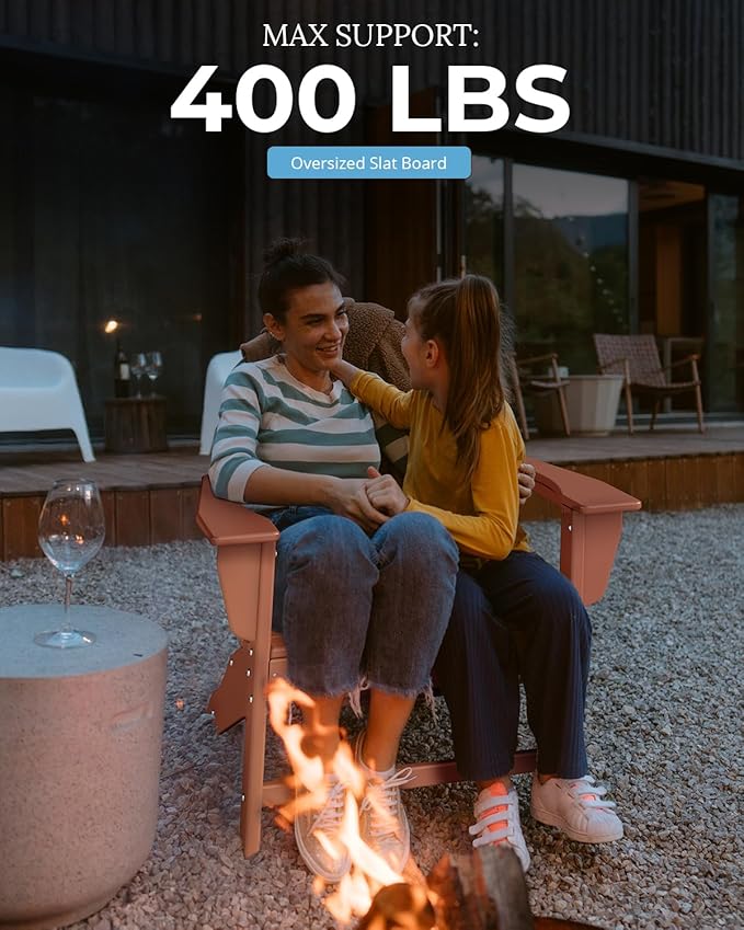 BRIOPAWS Adirondack-Chairs-Set of 4 | Fire Pit Chair | Oversized | HDPE Plastic | Weather Resistant | for Deck Outdoor Poolside Campfire | Teak