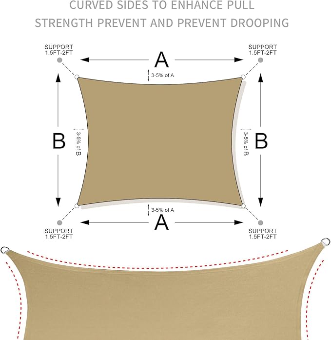 LOVE STORY 20' x 23' Rectangle Sand Sun Shade Sail Canopy UV Block for Outdoor Patio Garden Backyard