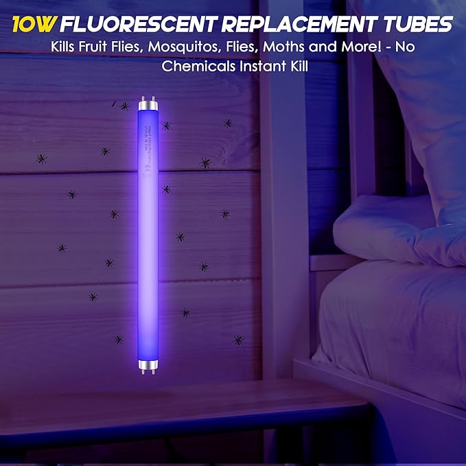 Qualirey 4 Pack Bug Zapper Replacement Light Bulbs 10W for 20W Indoor Bug Zapper, BL T8 F10W 13Inch Light Tube Compatible with Aspectek, Liba, Micnaron, Lulu Home and Other 20W Mosquito Lamp