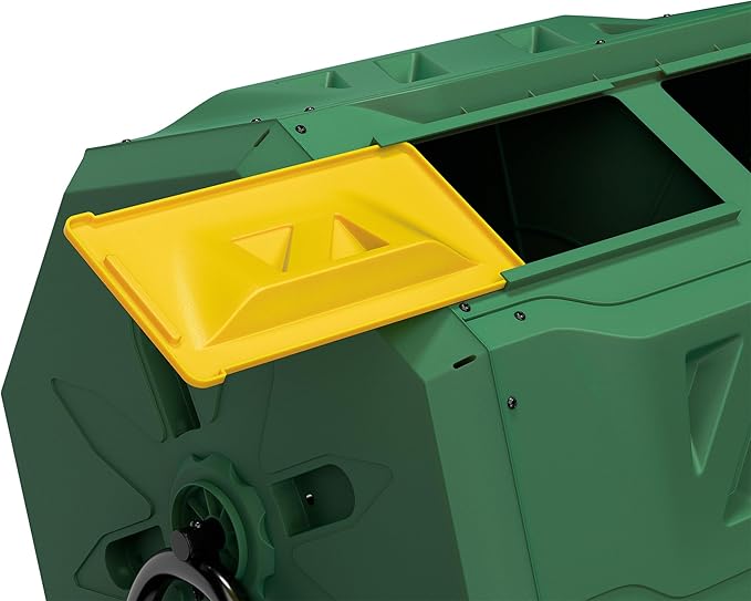 Saicool 43 Gallon Large Dual Chamber Composting Tumbler Outdoor Garden Rotating Compost Bin Tumbling Composter with Sliding Door, Green
