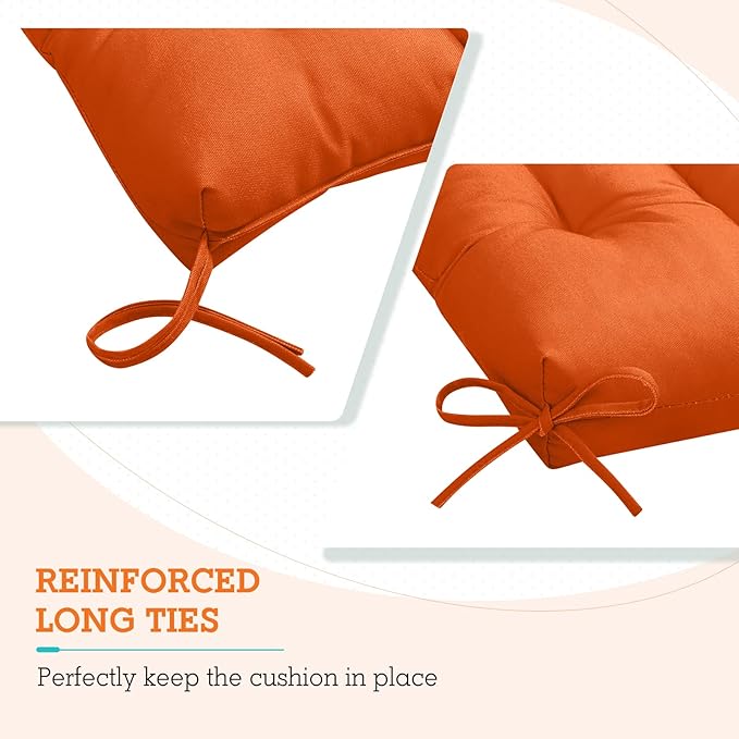 EAGLE PEAK Tufted Outdoor/Indoor High Back Patio Chair Cushions, Set of 2, 46'' x 22'', Burnt Orange