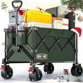 Overmont Ultra-Compact Collapsible Wagon Cart - 200L Portable Folding Wagon with All-Terrain Wheels Utility for Beach, Grocery Shopping, Camping, and Gardening – 330lbs Load Capacity Green