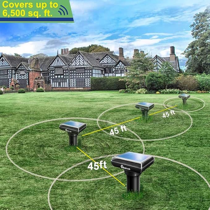 2024 Apello Solar Mole Repellent Chipmunk Repellent Ultrasonic Vole Repellant Gopher Repeller Outdoor Deterrent for Lawns 6-Pack No Killing Like Gopher Traps Mole Killer