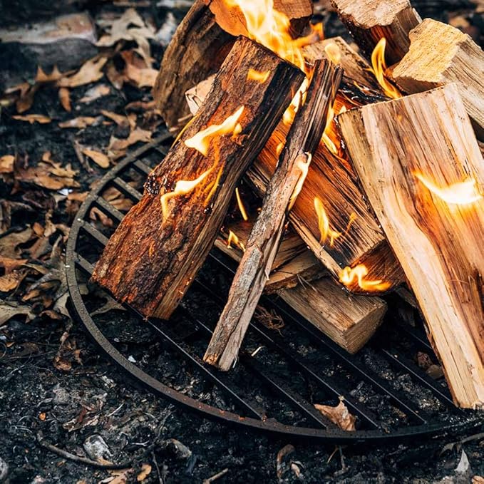 TITAN GREAT OUTDOORS Ash & Ember Round Fire Pit Grate, Heavy Duty 1/2in Steel Elevated Log Wood Pit Grate, Burning Fireplace and Firepits (28")