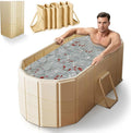Zennest Foldable Portable Bathtub for Adults – 2-in-1 Hot & Cold Plunge, 185-Gal Large Capacity Oval Collapsible Bathtub Adult - 6-layer Insulated Portable Soaking tub - Space-saving Design