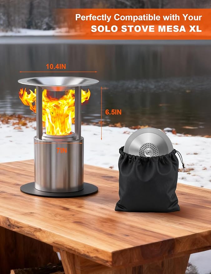 Heat Deflector for Solo Stove Mesa XL, Portable Fire Pit Heat Deflector with 3 Detachable Legs, Accessory for Mesa XL Fire Pit, Captures and Redirects Warmth, 304 Stainless Steel