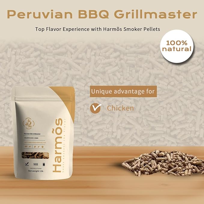 Harmos 4-Wood Pellets: Peruvian/Ninja BBQ, Premium Hardwood Pellets for Smokers, 2 Sealed Packs