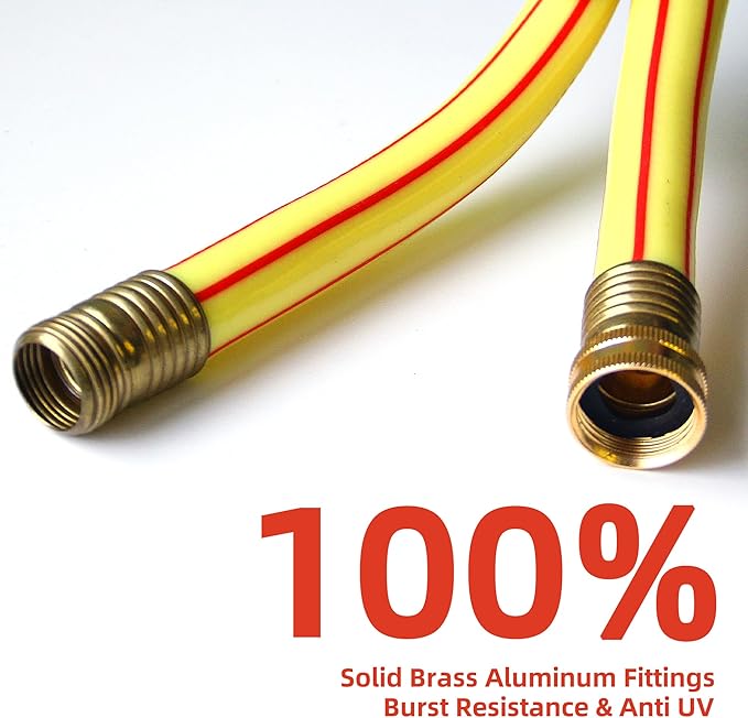 Short Lead-in Yellow Garden Hose 3/4 in. x 10 ft.-Kink Free, Leakproof, Flexible -Heavy Duty Durable Lightweight Water Pipe for Commercial Use, Lawn Care & Equipment Connection -Male to Female Fitting