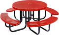 COATEDOUTDOORFURNITURE Coated Outdoor Furniture Heavy-Duty Portable Outdoor Picnic Table with Umbrella Hole, Punched Steel Commercial-Grade Patio Dining Furniture Made in America (46" Round Top, Red)