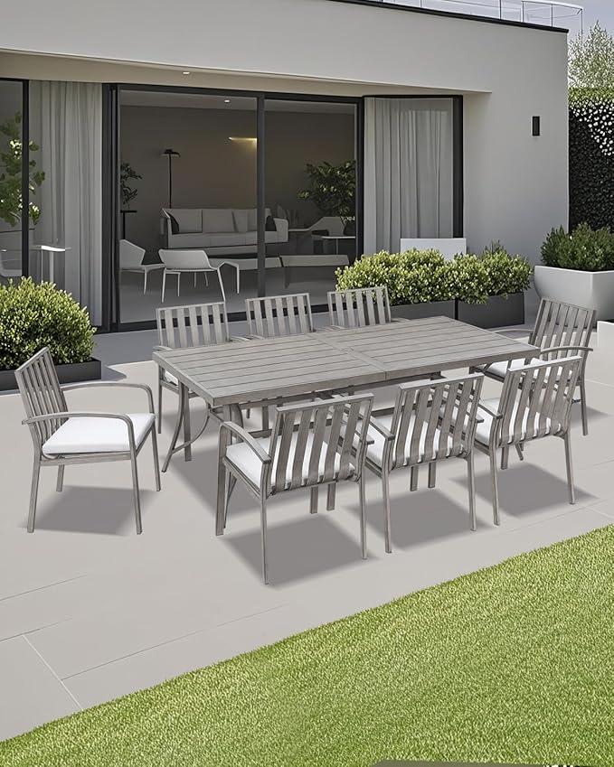 SEEHILL Patio Dining Chairs Set of 4, Aluminum Outdoor Dining Chairs with Polyester Seat Cushions, Deep Seating Outdoor Chairs for Table, Sturdy Patio Furniture Set for Deck, Garden, Pool, Limed Oak