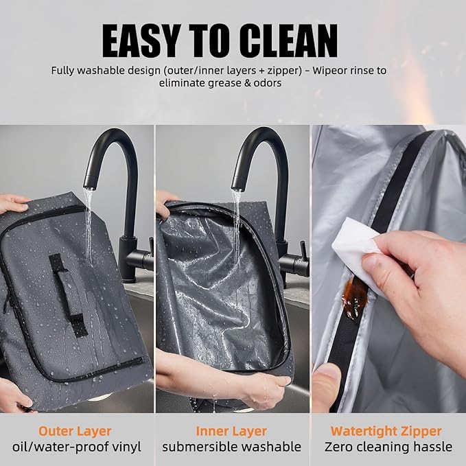 BBQ Blanket for Resting Meat, Leak-Proof Insulated Meat Resting Bag, 270°Top Opening for Large Briskets, Turkey, Washable Smoker Accessories Gifts for Men, Christmas Stocking Stuffers for BBQ Lovers