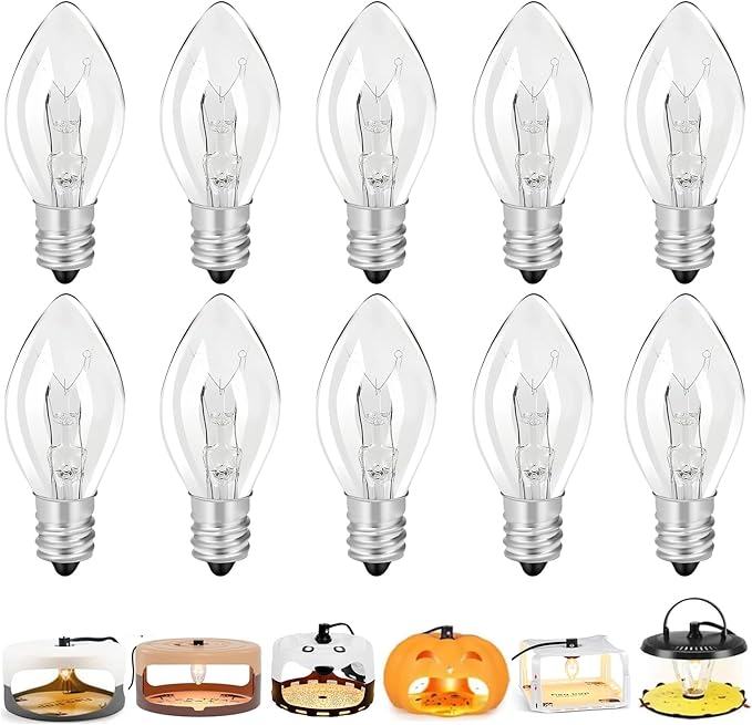 Original Flea Trap Bulb Replacement, 10 Pack 7W Bug Light Bulbs Replacement for Flea Traps Inside Your Home, 7 Watt 120 Volt with a Screw-in Base for Most Indoor Bed Bug Lamp