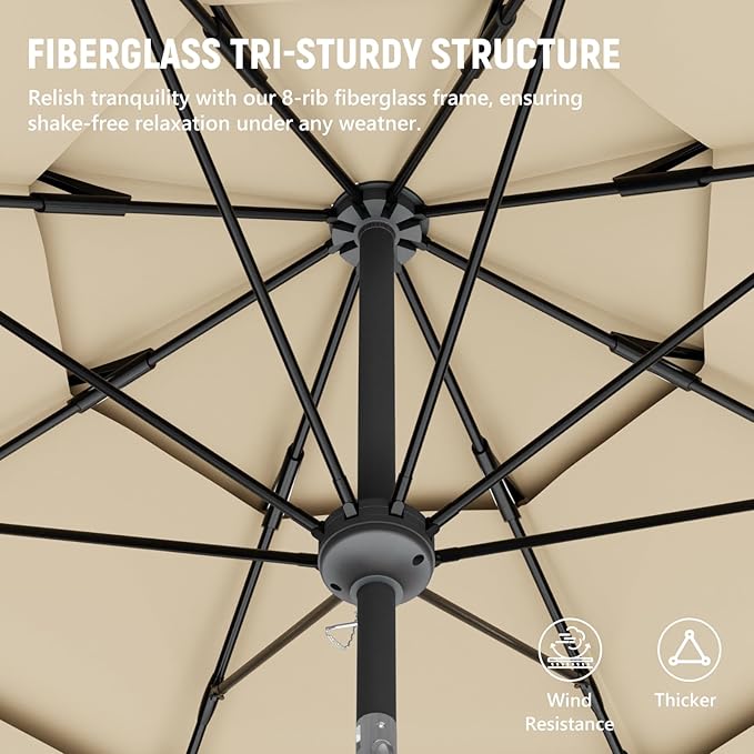 Patio Umbrellas, Pool Umbrella, Outdoor Umbrella with Push Button Tilt/Crank, Deck Umbrellas, Market Umbrela Table for Backyard, Deck, Garden, Pool