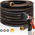 Heavy Duty Garden Hose – 5/8 Inch Flexible, Lightweight Hybrid Hose with 600 PSI Burst Pressure, Swivel Handle, and Durable Copper Male/Female Fittings (Black with hose sprayer, 75FT)