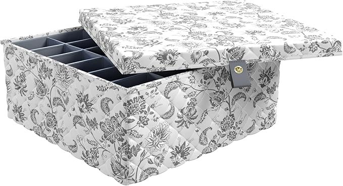 Martha Stewart Essential Collapsible Stackable Decorative Home Storage Organization With Lidded Tops, Lidded Storage Organizer, Bedford Floral
