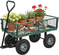 BestMassage Heavy Duty 500 Lbs Capacity Mesh Steel Garden Cart Folding Utility Wagon with Removable Sides for Beach Lawn Yard Landscape (Deep Green)