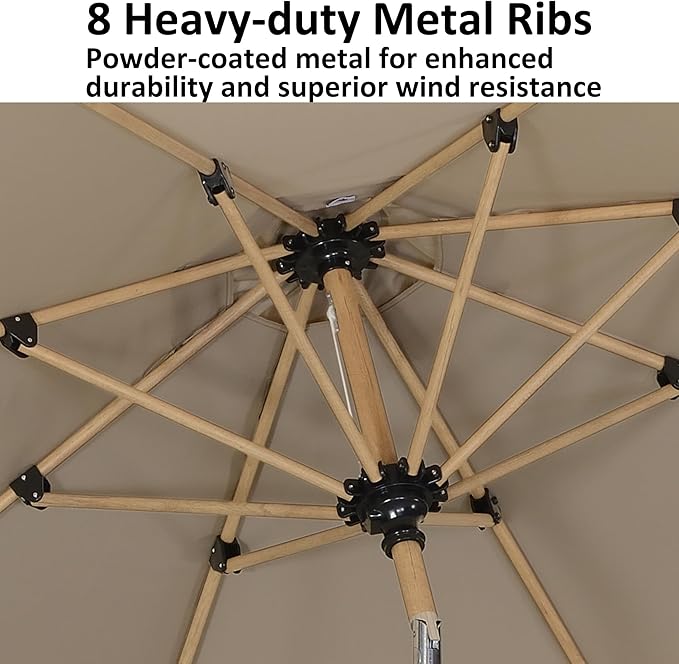 PURPLE LEAF 6' x 6' Square Outdoor Umbrella with Base Outdoor Table Umbrella Aluminum Patio Umbrella with Push Button Tilt & Crank and 8 Ribs Market Umbrella for Pool Backyard Beach, Beige