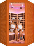 2-3 Person Sauna Corner Sauna Far Infrared Saunas Room Home Canadian Hemlock Indoor 2100W Low-EMF Dry Saunas with Red Light Therapy Beauty Lamp 47.2 * 47.2 * 74.8inch