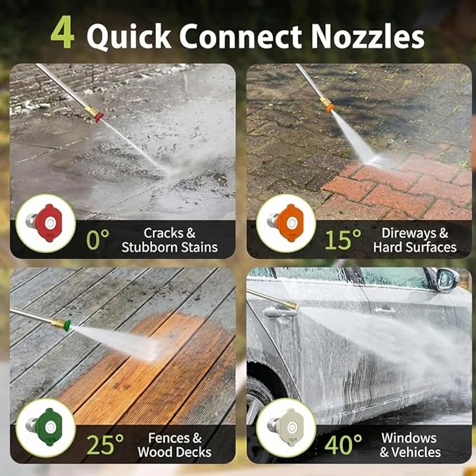 Pressure Washer, Power Washer with Foam Cannon,4 Quick Connect Nozzles, 23FT Hose High Pressure Washer for Cars, Fences, Patios, and Driveway