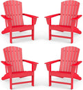 BRIOPAWS Adirondack-Chairs-Set of 4 | Fire Pit Chair | Oversized | HDPE Plastic | Weather Resistant | for Deck Outdoor Poolside Campfire | Red