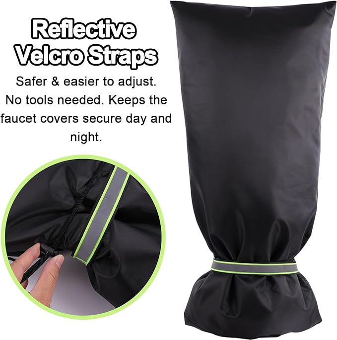Outdoor Faucet Cover for Winter Freeze Protection, Waterproof Water Spigot Cover, 15”x35” Large Hose Bib Covers for Outdoor Faucets, Garden & Lawn, Reusable Freeze Protector for Winter & Summer