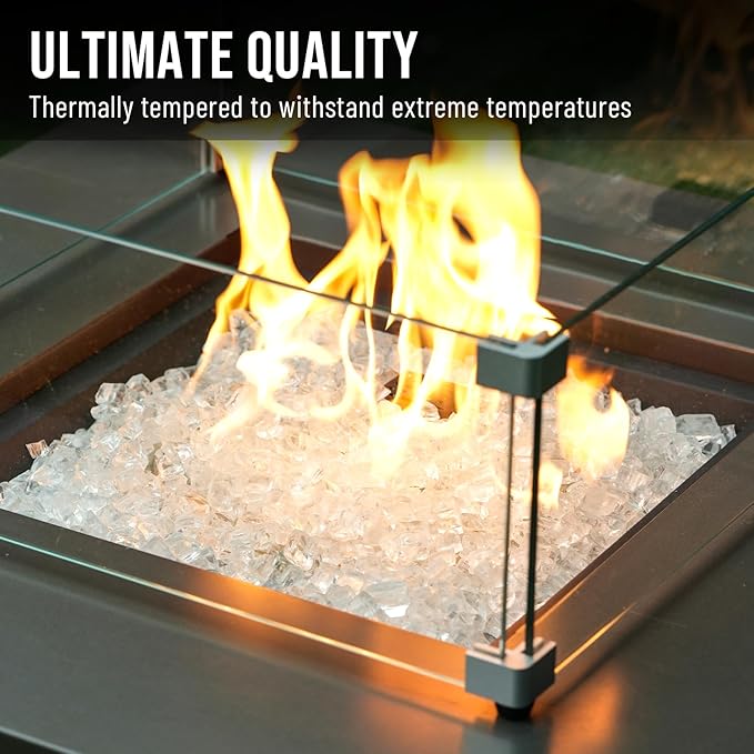 Skyflame High Luster 10-Pound Regular Fire Glass for Fire Pit Fireplace Garden Landscaping Platinum 1/2" Size