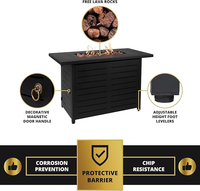 42" Outdoor Propane Fire Pit Table, Gas Fire Pits with Lava Rock Waterproof Cover and Removable Lid for Outside Gatherings Parties on Patio Deck Garden Backyard Balcony 50000 BTU, CSA Certified