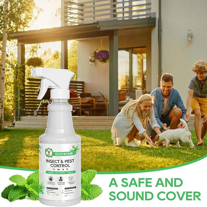 16/32oz Peppermint Spray to Repel Bugs & Insects - Natural Plant-Based Ant, Roach, Spider, Fly Repellent - Indoor/Outdoor Safe, Pet & Family Friendly Pest Control (16 Fl Oz)